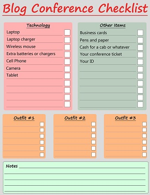 Blog Conference Checklist