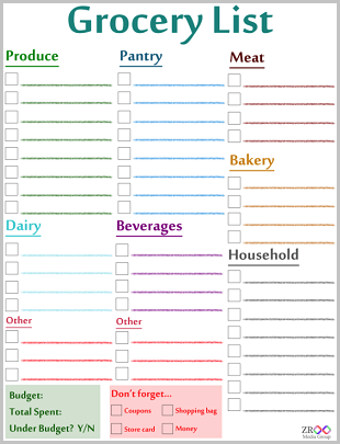 Printable Grocery List