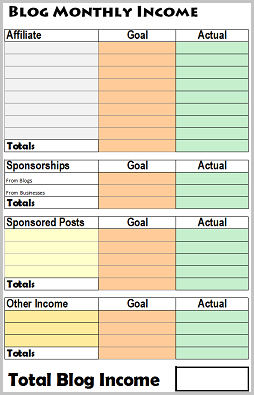 blog monthly income printable