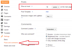 posts on homepage