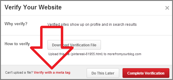 verify website with pinterest
