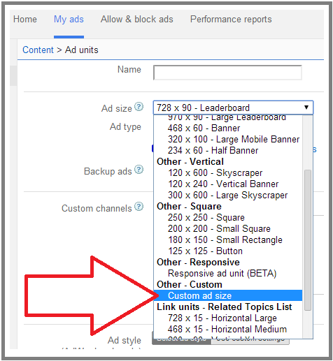 custom adsense ad unit